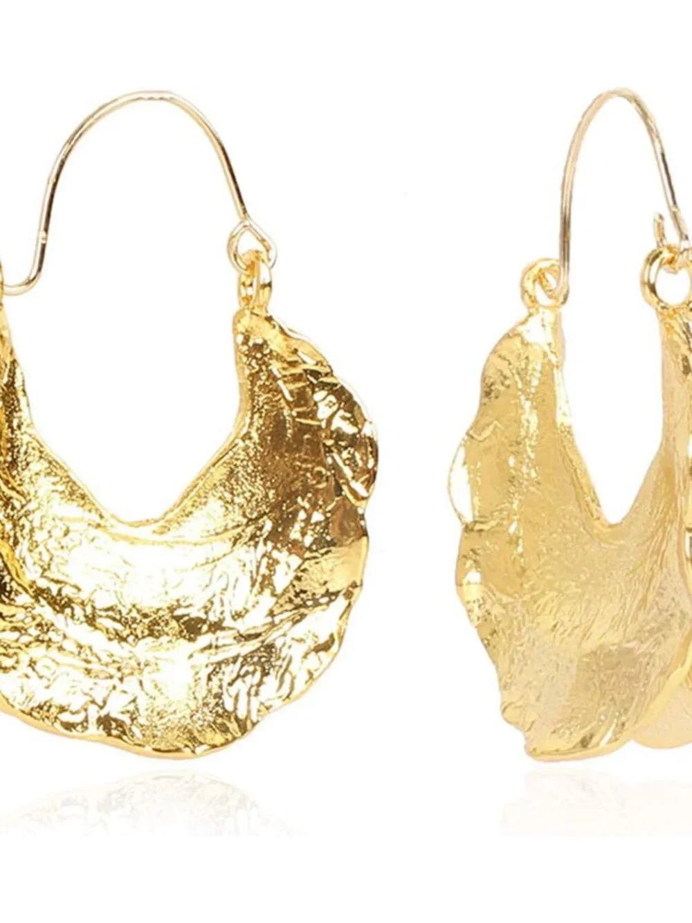 Simple Large Vintage Gold Circle Hoop Earrings Boho Irregular Hollow Shield Shap